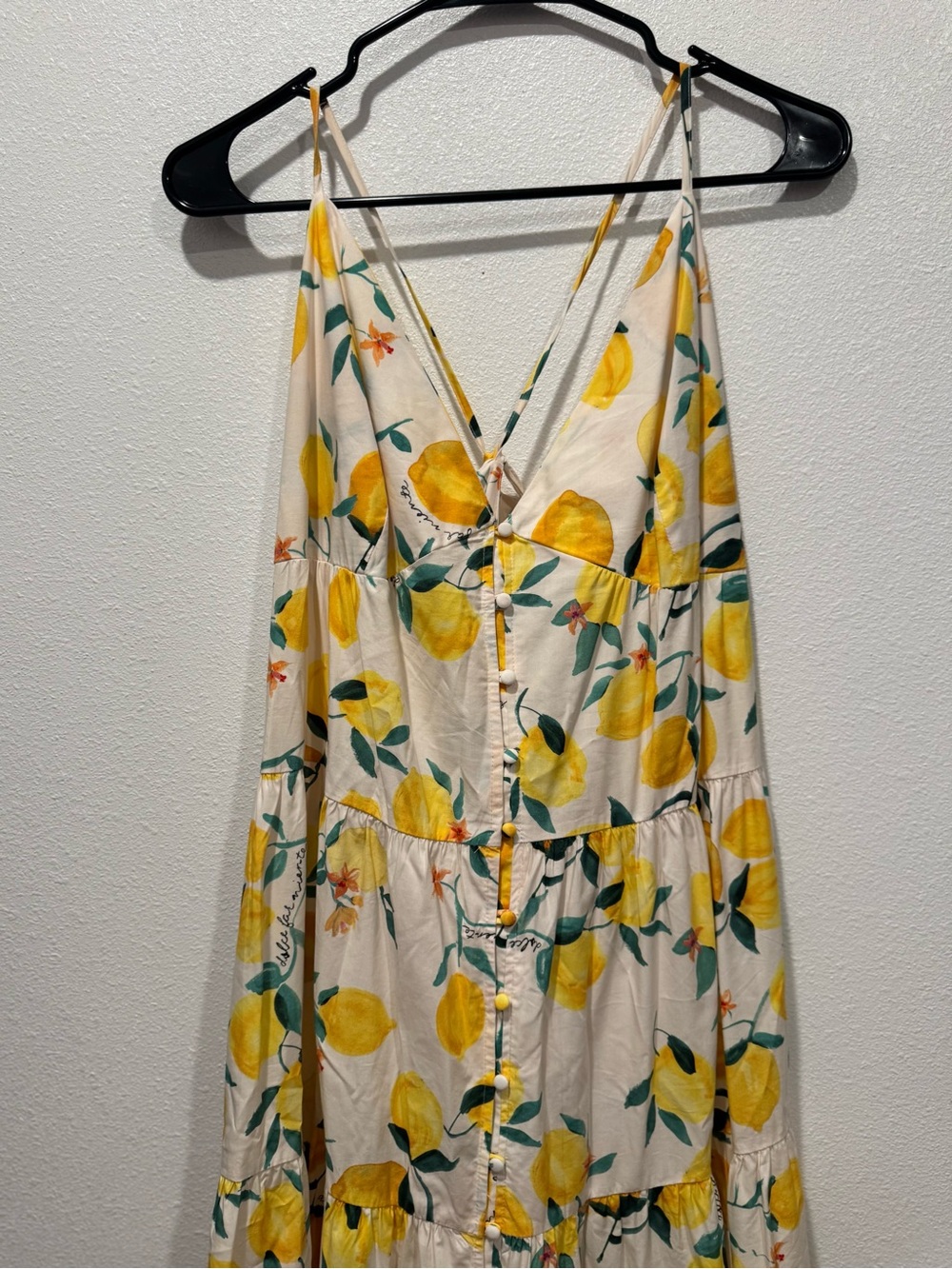 H&M Dolce Far Niente Lemon Tiered Maxi Dress XL - Picture 5 of 8